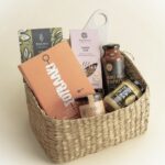 bbqgiftbasketmustrardtomatodipbbqsaucecookmixspiceschocolatebookforsouvlakiceramicplate