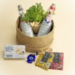 sparklingwineswhiteandrosechocolatesandgreekloukoumiseasonalplantbasket