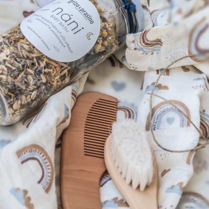 babyrainbowcottonbundlehairbrushwoodenbotanicalbabybathneutralgiftbox