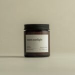 warmsunlightsoynaturalcandlewoodenwickamberglassjar
